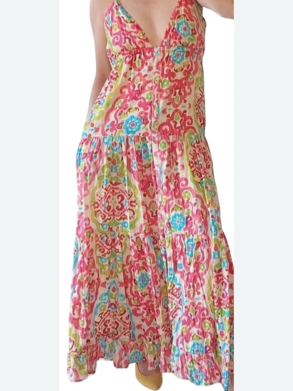 HOUSE OF HARLOW 1960 Maxi Dress Medium M Floral Open Tie Back Tiered Boho  NWT